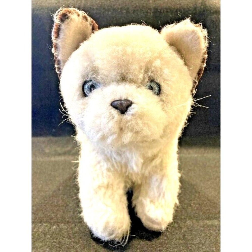 Vintage 1983 AVANTI Himalayan Cat Plush 10” Blonde, Blue Eyes, Brown Tail & Ears